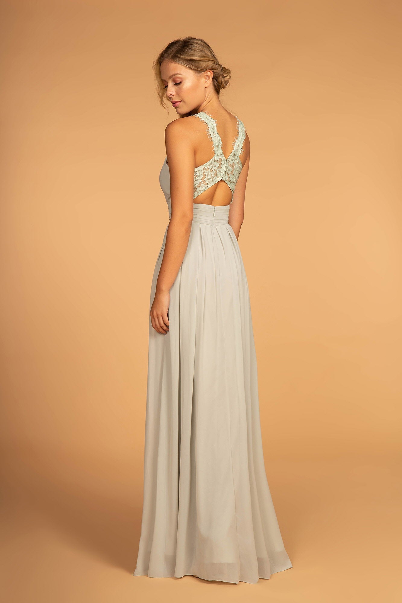 Kohnain Lace-Strap Chiffon Long Dress